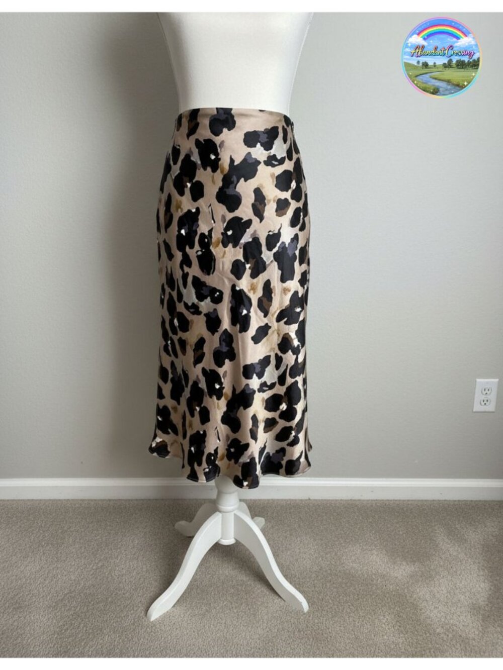 Women's Satin Midi Skirt High Waist Elegant